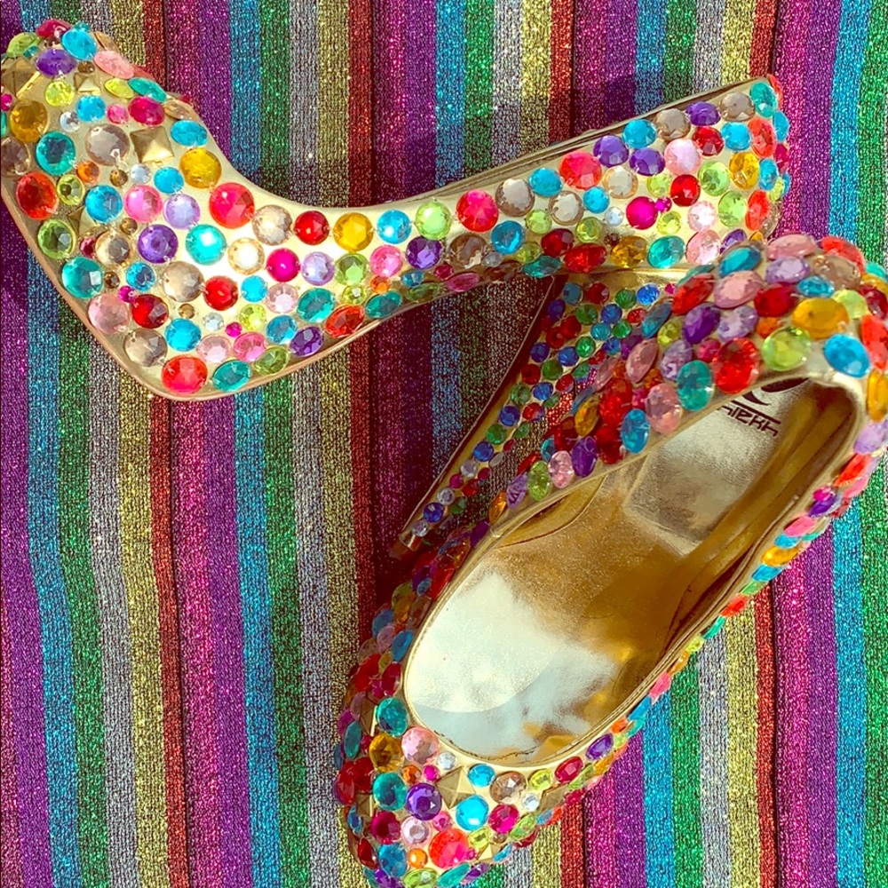 Rhinestone embellished pumps